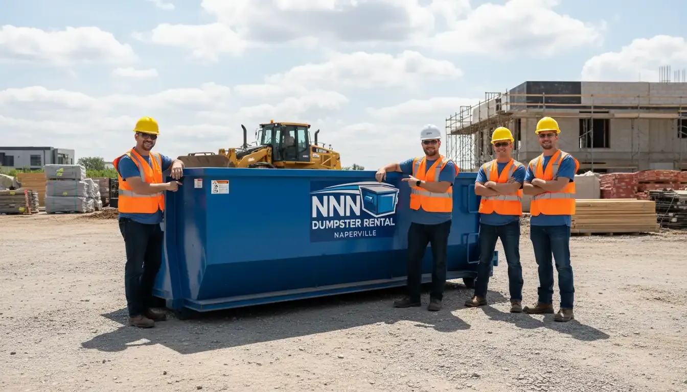 The NNN Dumpster Rental team in Naperville Ryan Kowalski and the NNN Dumpster Rental Naperville crew at the Naperville yard