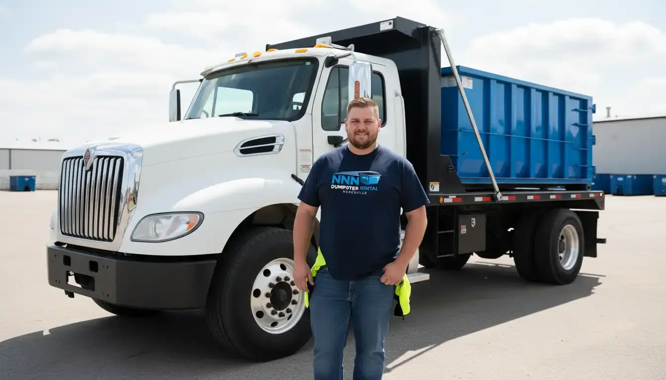 Serving Naperville and Chicago's western suburbs NNN Dumpster Rental Naperville roll-off truck serving Naperville and the western suburbs